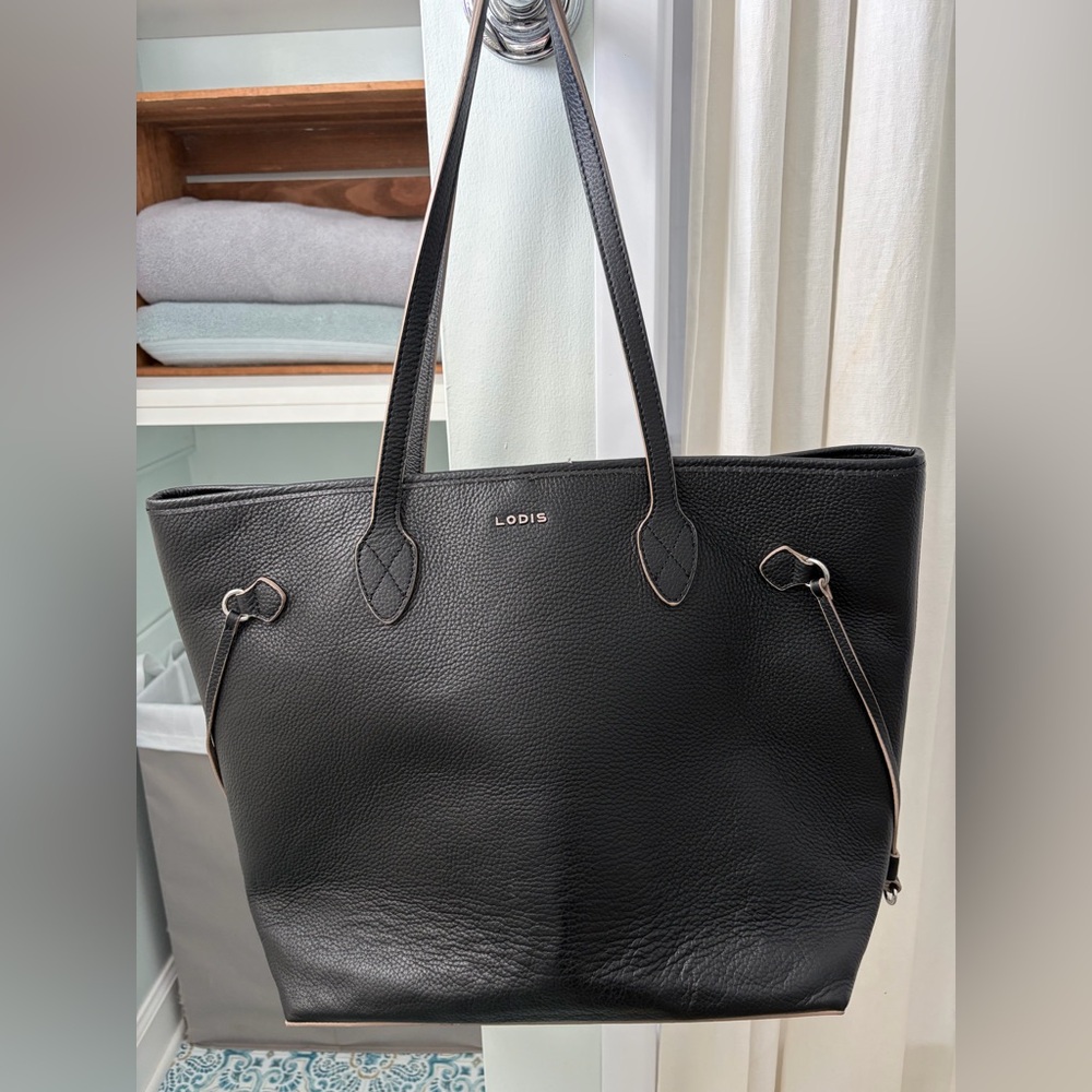 LODIS BLISS large black leather double handle classic versatile